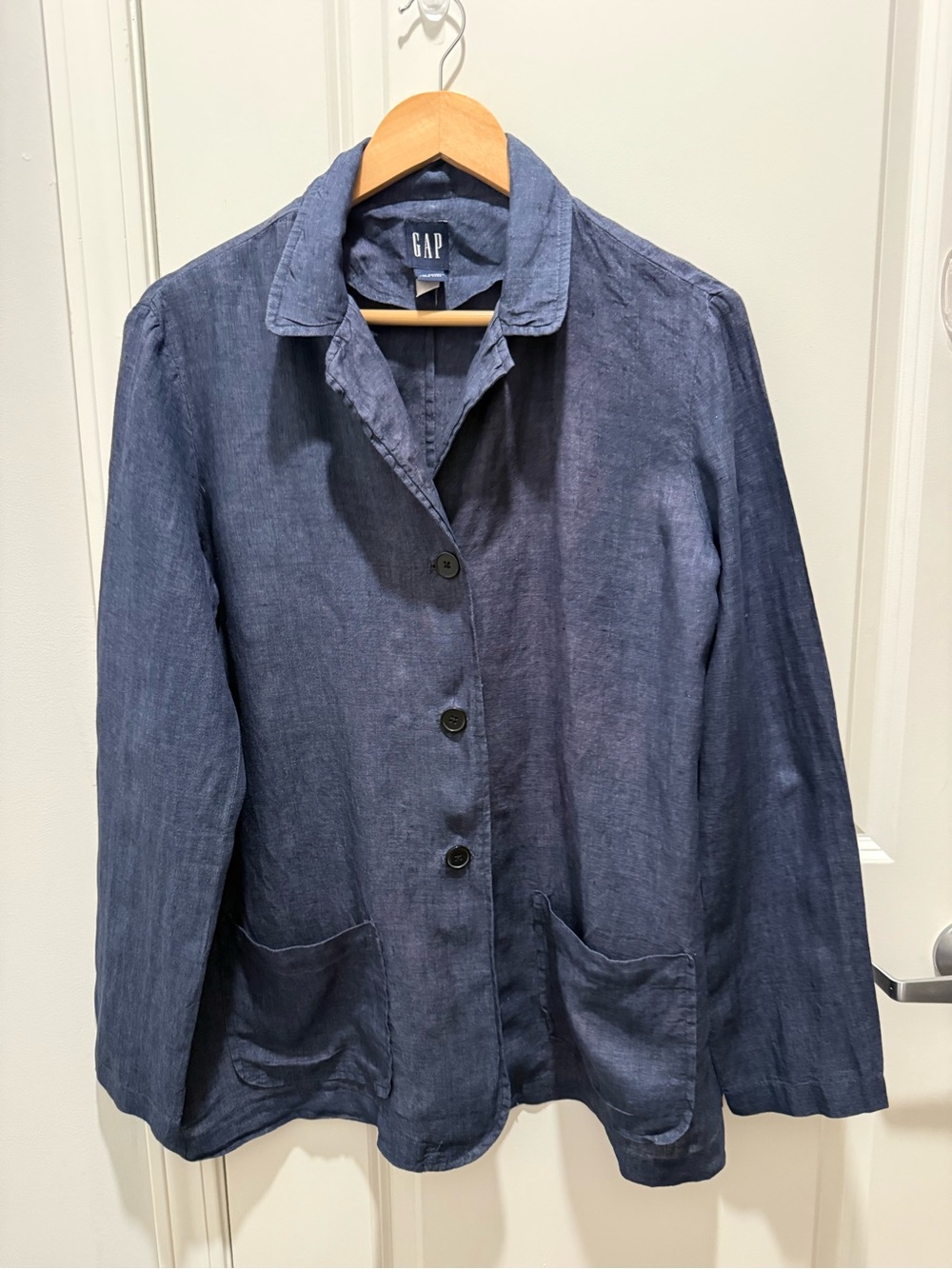 Vintage GAP 90s 100% Linen Navy Blazer Jacket L Hong Kong